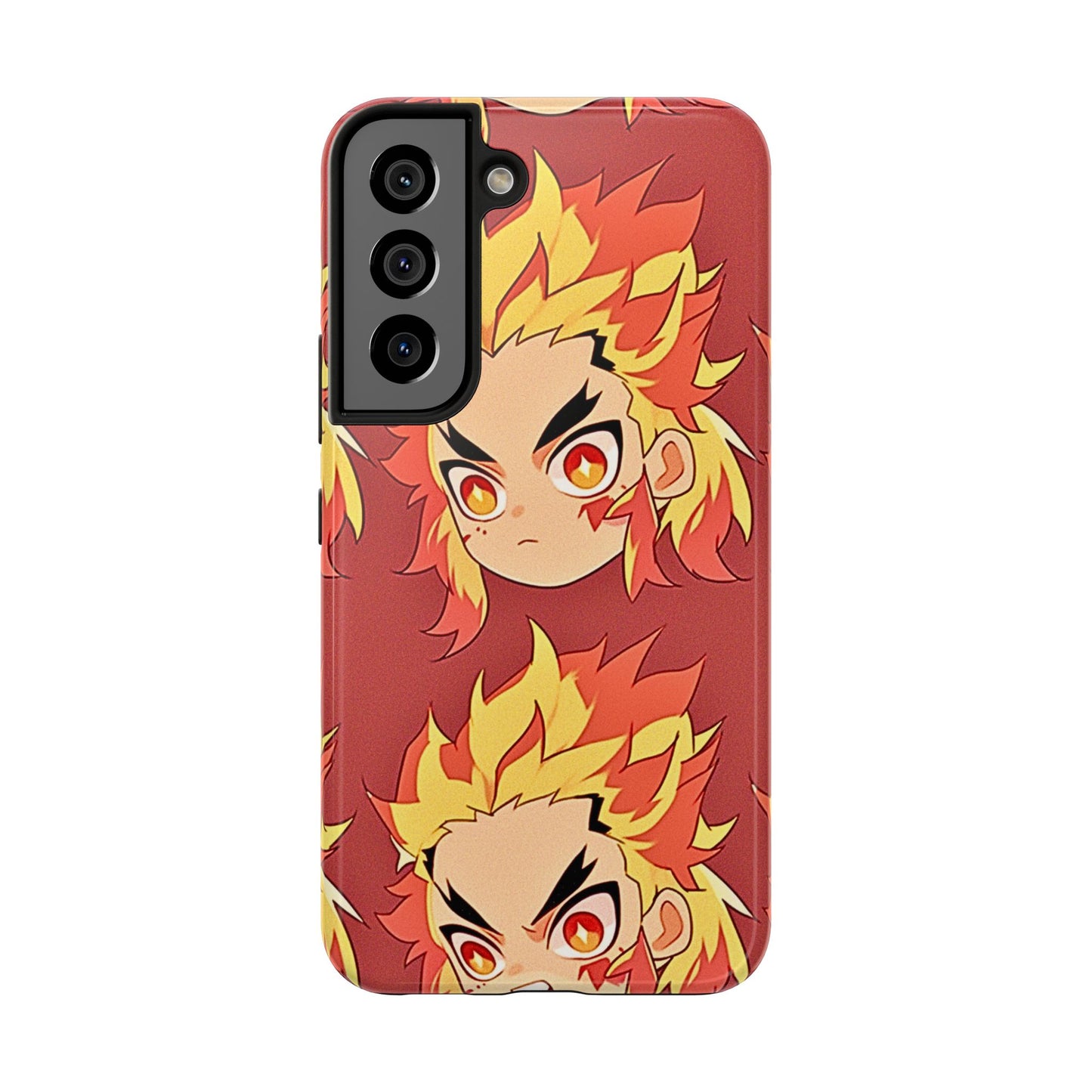 Rengoku Head Pattern Dark Orange Tough Phone Case | Anime - Demon Slayer