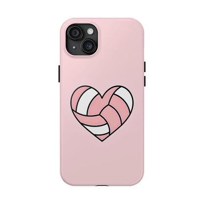 Pink Volleyball Heart Tough Phone Case | Aesthetic