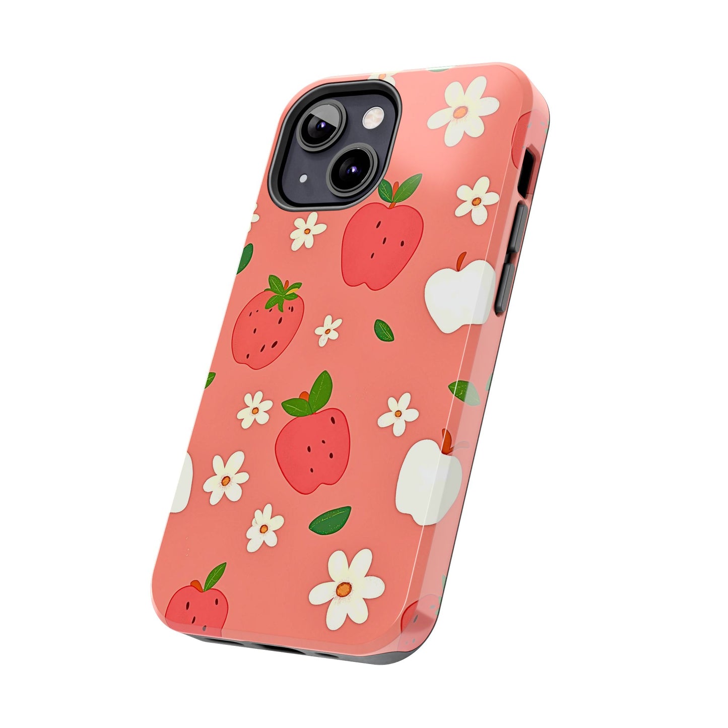 Strawberry Apple Flower Pattern Pink Tough Phone Case | Aesthetic