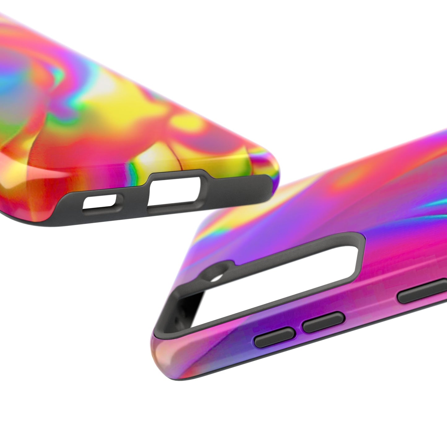 Funda resistente para teléfono con brillo metálico holográfico y estilo abstracto | Estética