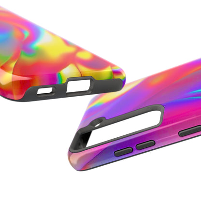 Funda resistente para teléfono con brillo metálico holográfico y estilo abstracto | Estética