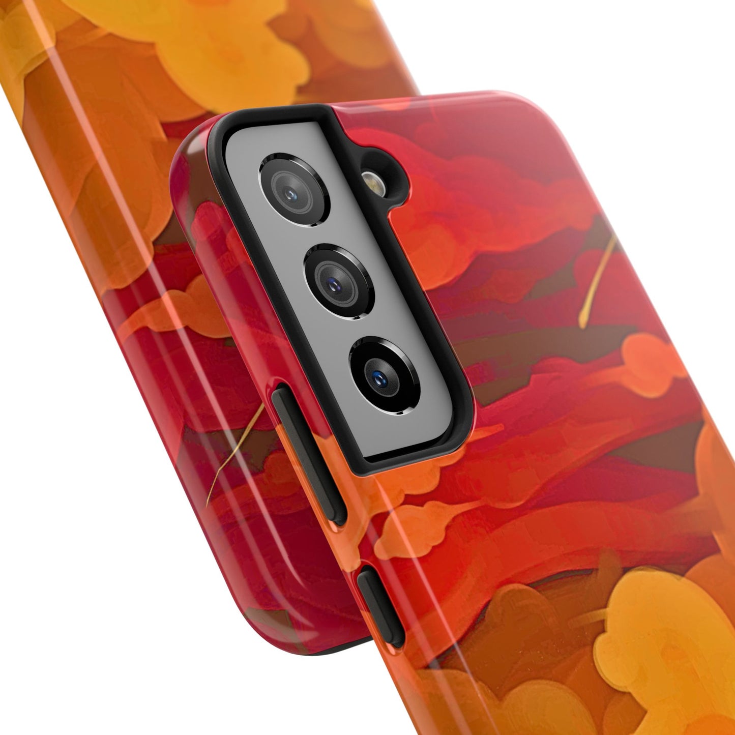Funda resistente para teléfono con diseño de nubes rojas y naranjas | Estética