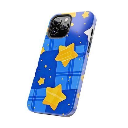 Funda resistente para teléfono con estampado de estrellas y cuadros preppy | Estética