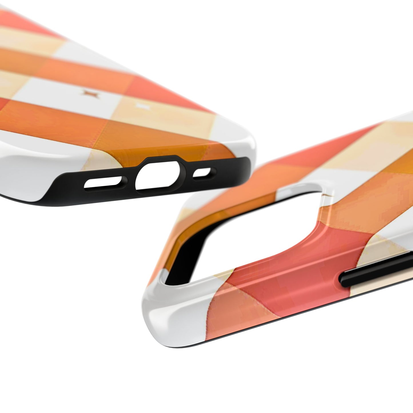 Pastel Orange & Pink Checkered Stars Tough Phone Case | Aesthetic