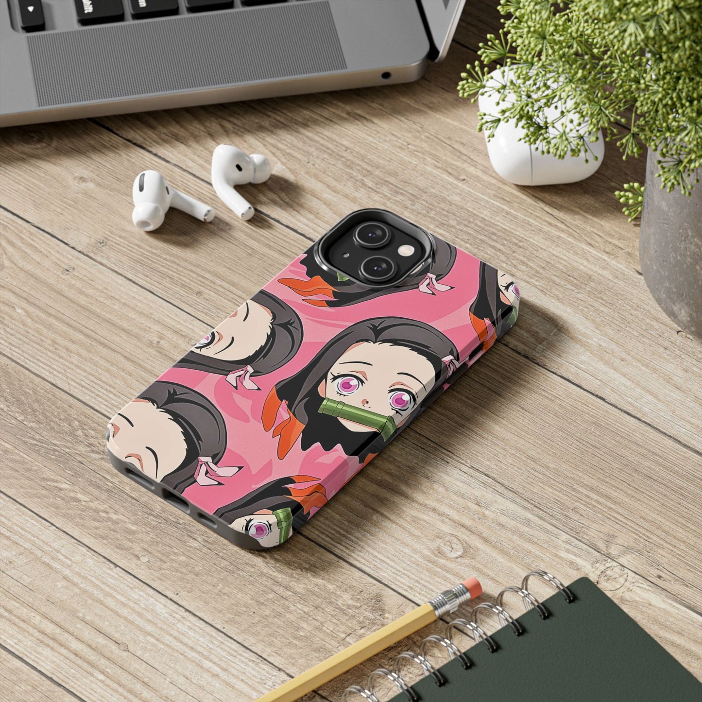 Nezuko Kamado Head Pattern Tough Phone Case | Anime - Demon Slayer