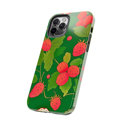 Dark Strawberry Pattern Preppy Tough Phone Case | Aesthetic