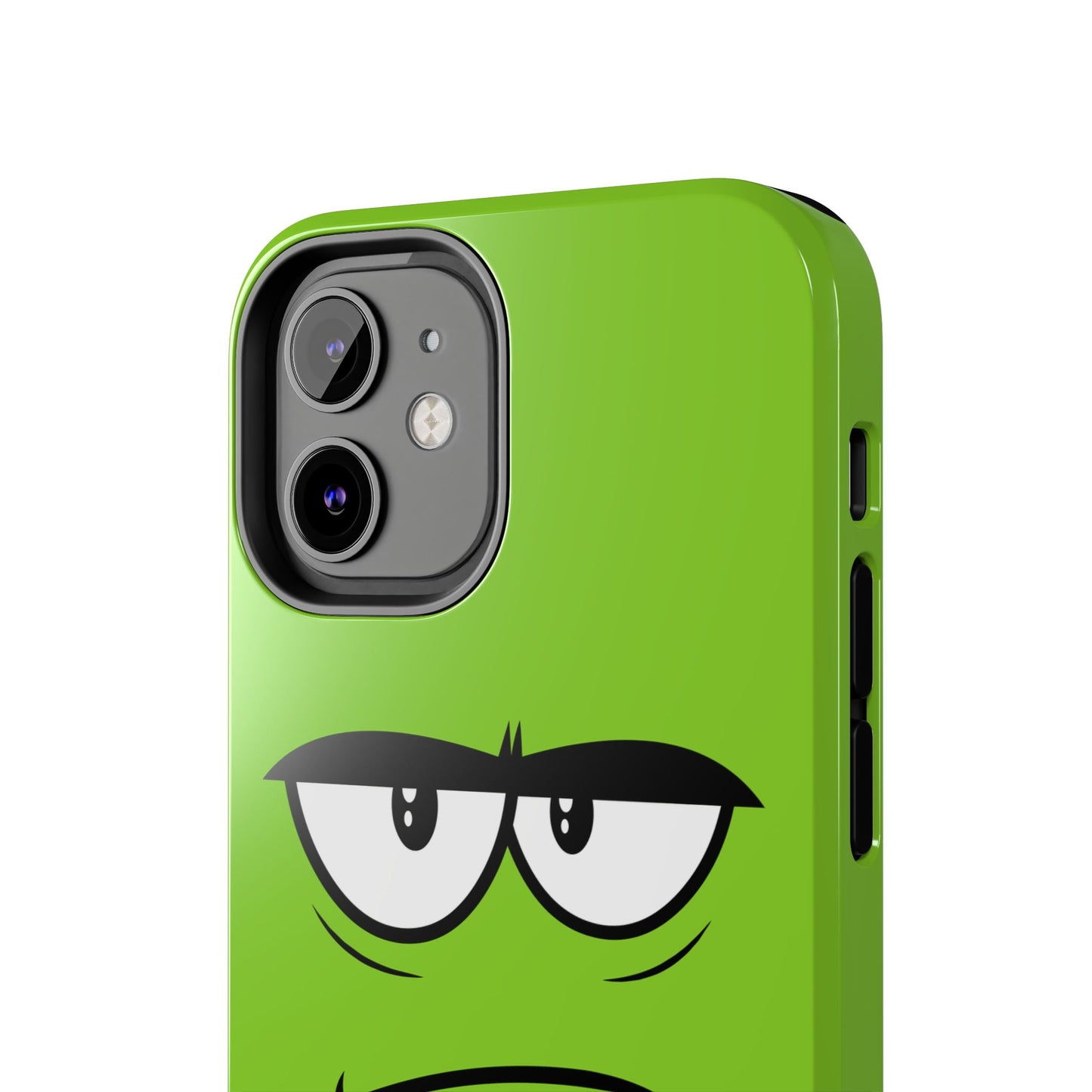 Grumpy Mood Face Green Background Funny Expression Tough Phone Case | Funny