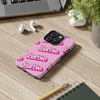 Funda rígida para teléfono con estampado retro del logotipo de Barbie | Estética