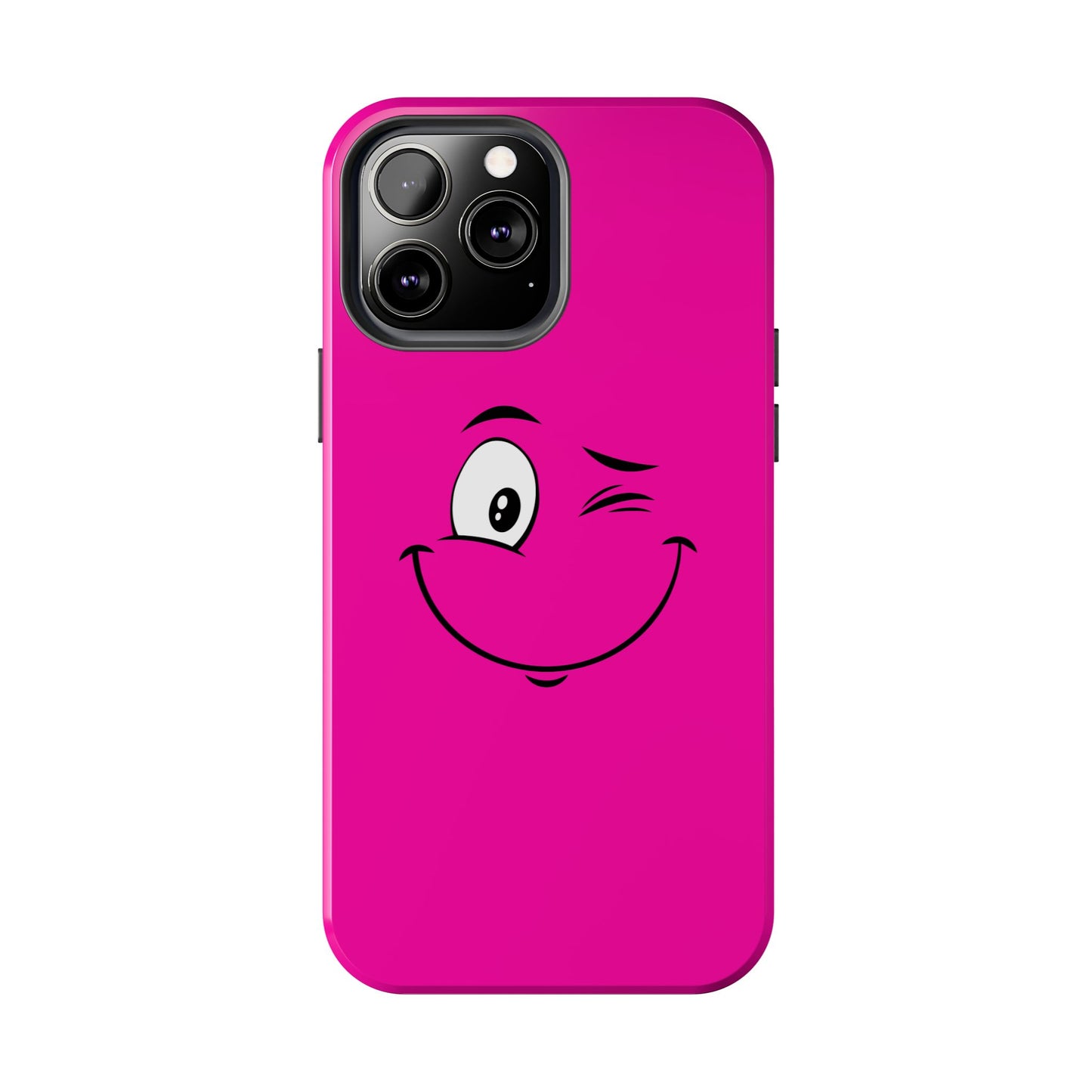 Winking Face Pink Background Cheeky Cartoon Style Tough Phone Case | Funny