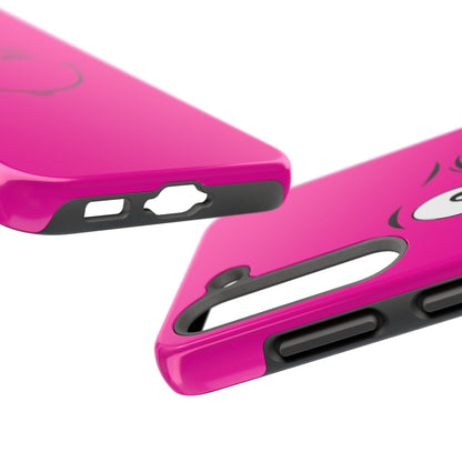 Winking Face Pink Background Cheeky Cartoon Style Tough Phone Case | Funny