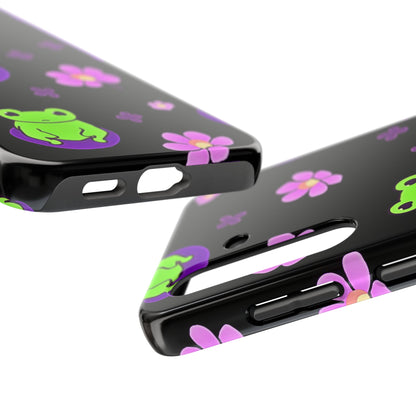 Cute Frog & Pink Flowers Pattern Style Tough Phone Case | Animals