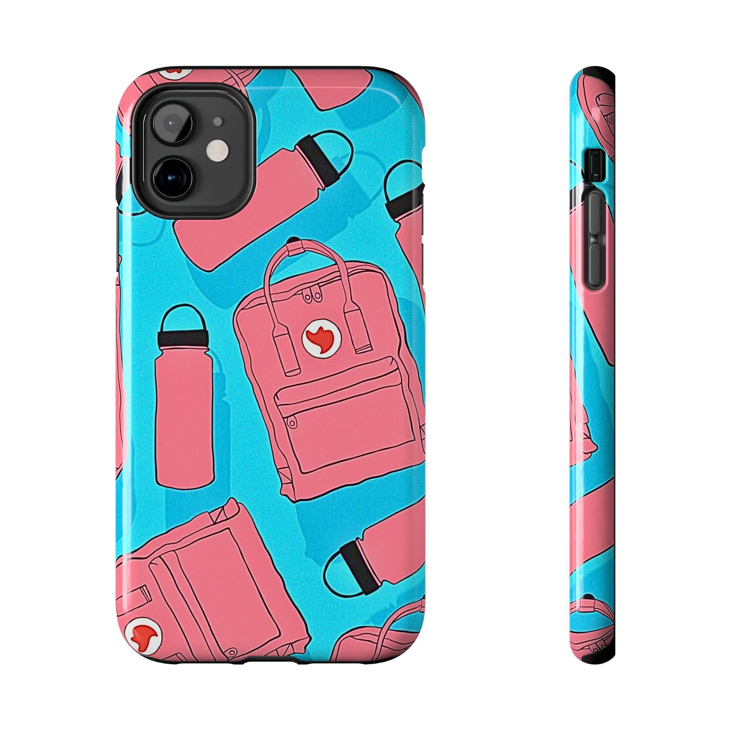 VSCO Kanken Backpack Water Bottle Pink & Blue Tough Phone Case | Aesthetic