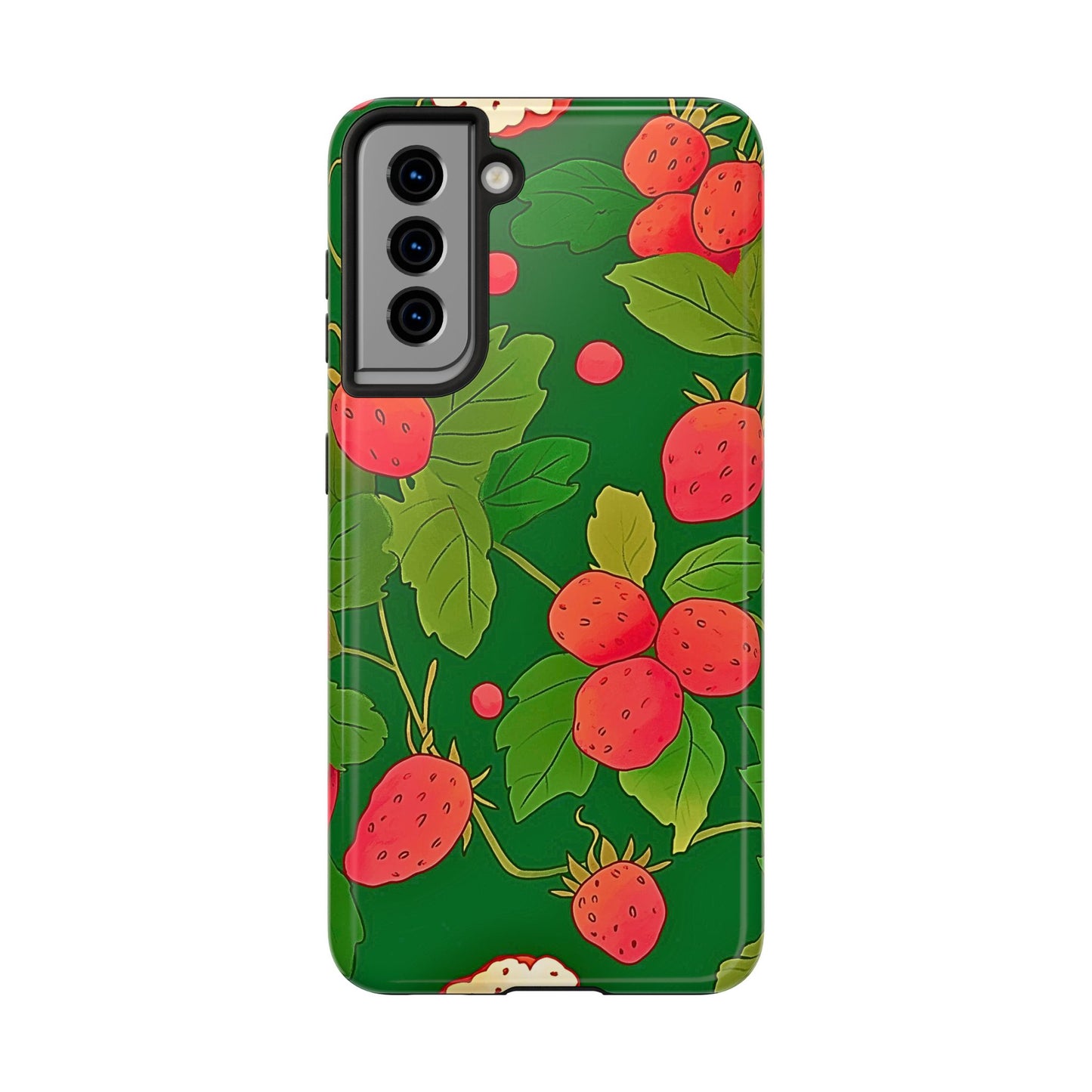 Dark Strawberry Pattern Preppy Tough Phone Case | Aesthetic