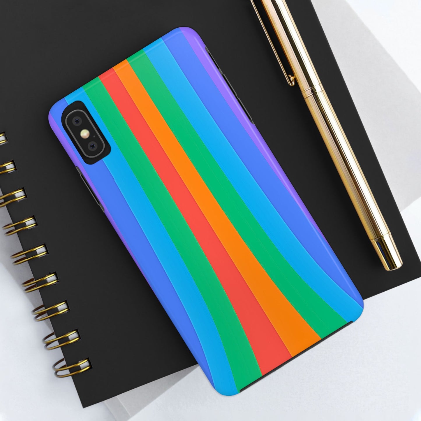 Funda resistente para teléfono con líneas de arcoíris hippies | Estética