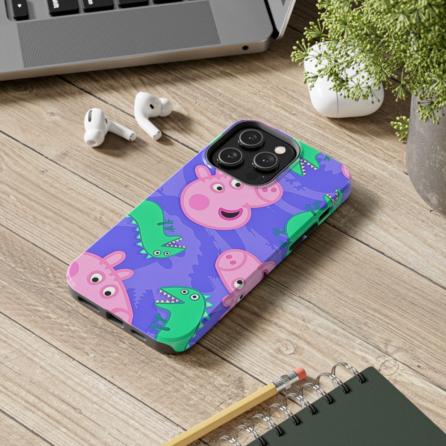 Peppa Pig & George Dinosaur Pattern Tough Phone Case | Cartoons - Peppa Pig