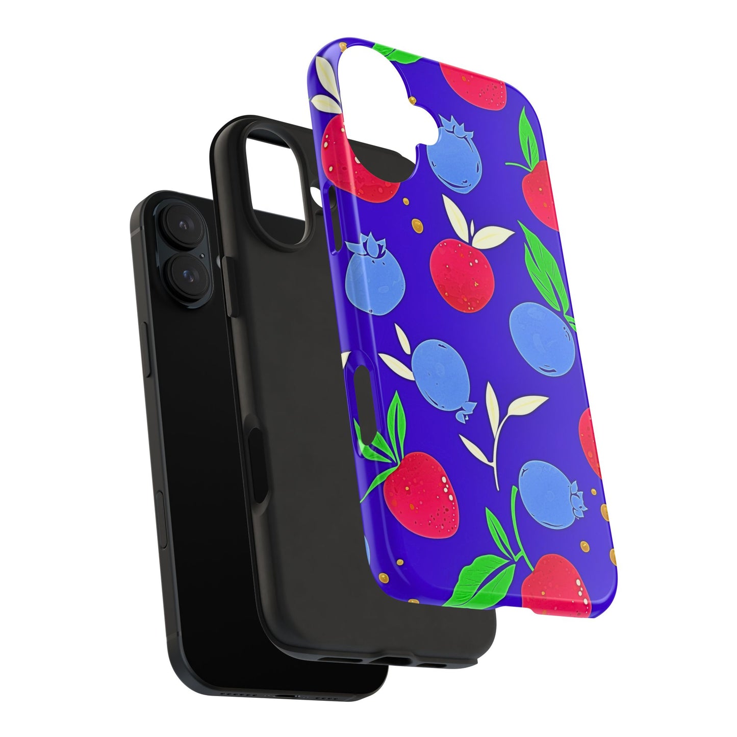 Funda resistente para teléfono con diseño de arándanos y fresas | Estética