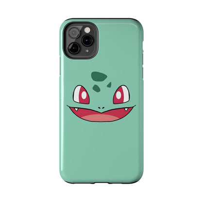 Green Leaf Dino Smile Red Eyes Cute Creature Tough Phone Case | Anime