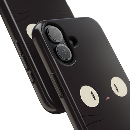 Adorable Black Cat Face and Eyes Minimal Tough Phone Case | Animals