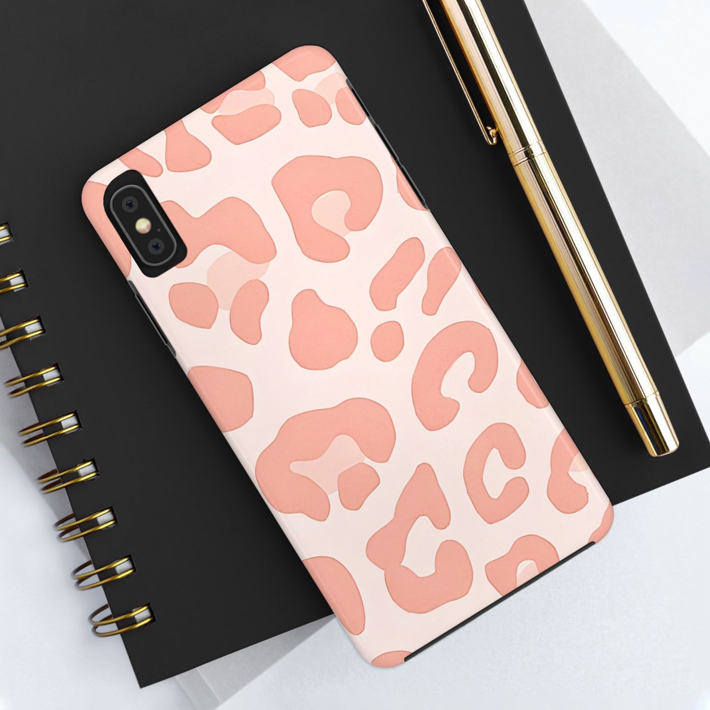 Funda resistente para teléfono con estampado de leopardo rosa preppy | Estética