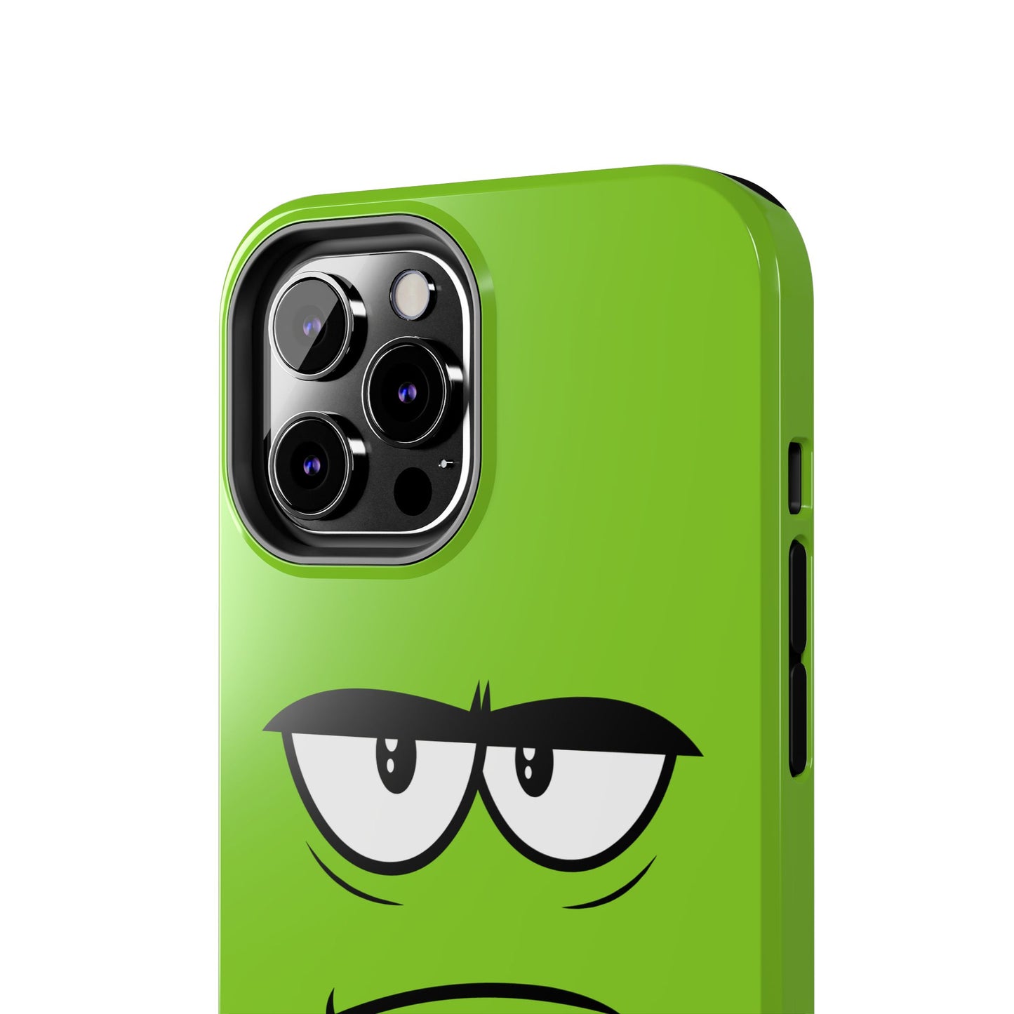 Grumpy Mood Face Green Background Funny Expression Tough Phone Case | Funny