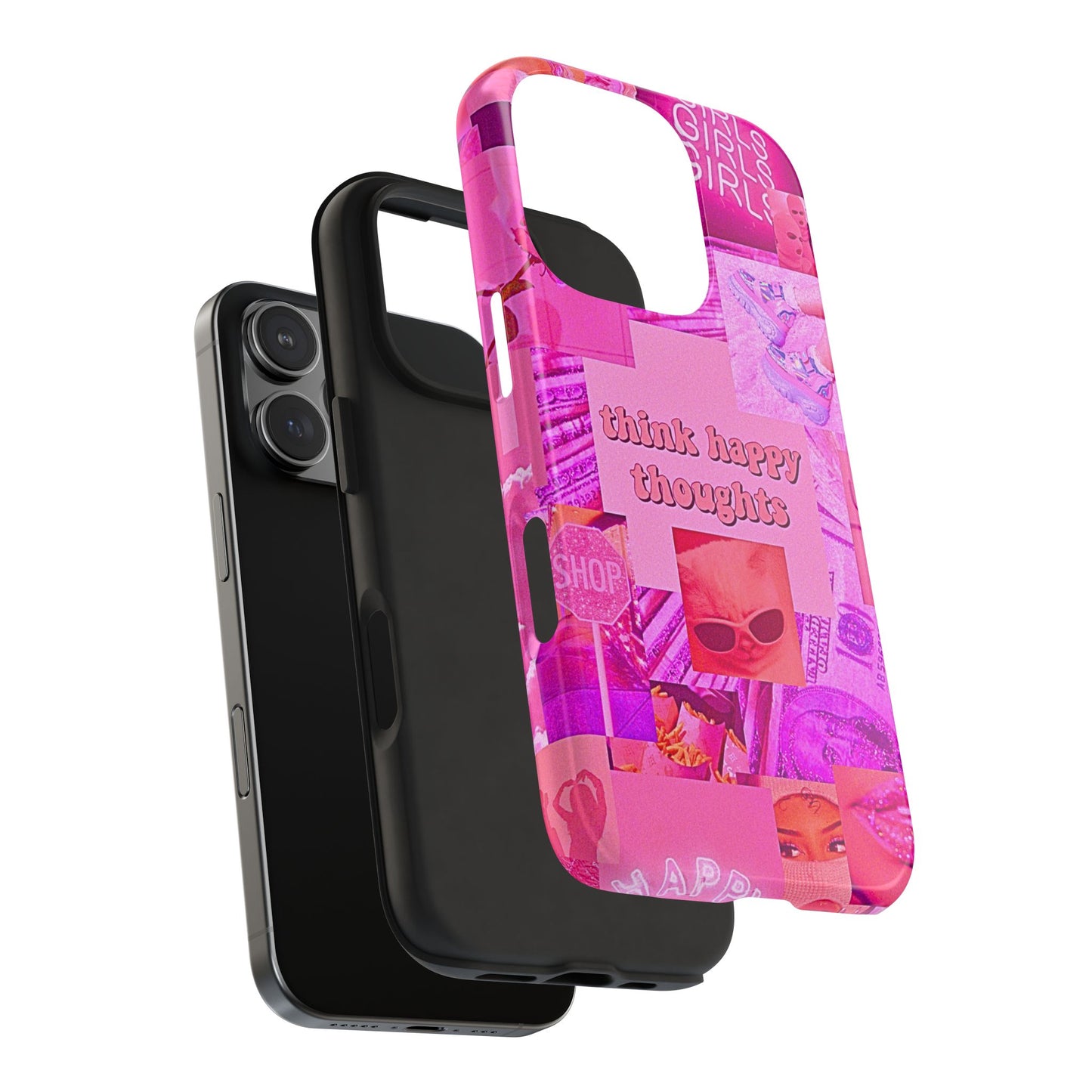 Think Happy Thoughts Pink Tough Phone Case | Aesthetic