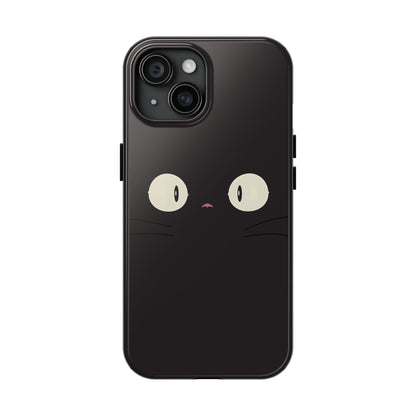 Adorable Black Cat Face and Eyes Minimal Tough Phone Case | Animals