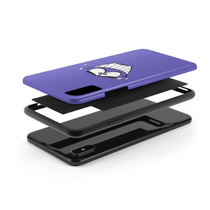 Awkward Nervous Cartoon Face Purple Background Tough Phone Case | Funny