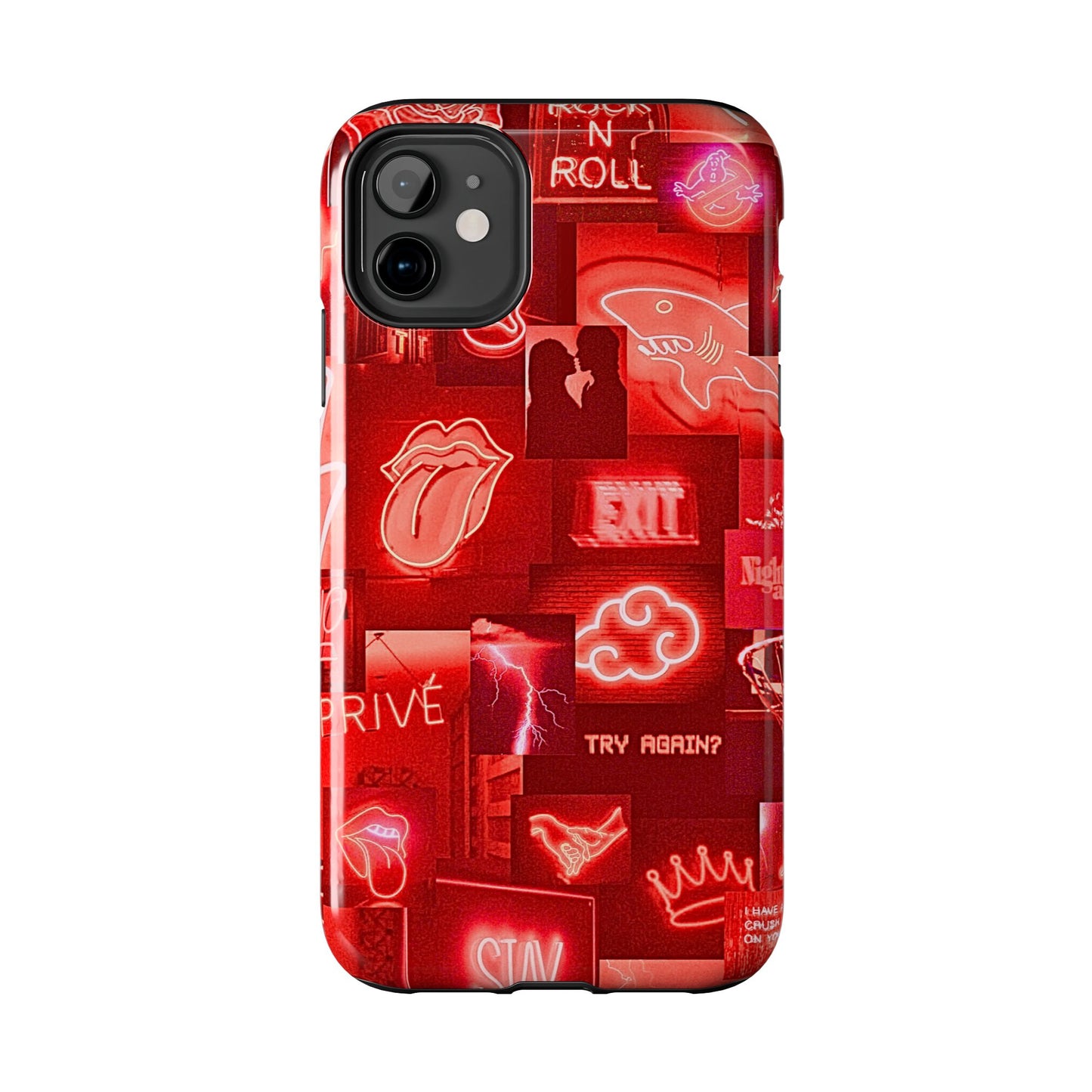 Funda resistente para teléfono con diseño de neón rojo | Estética