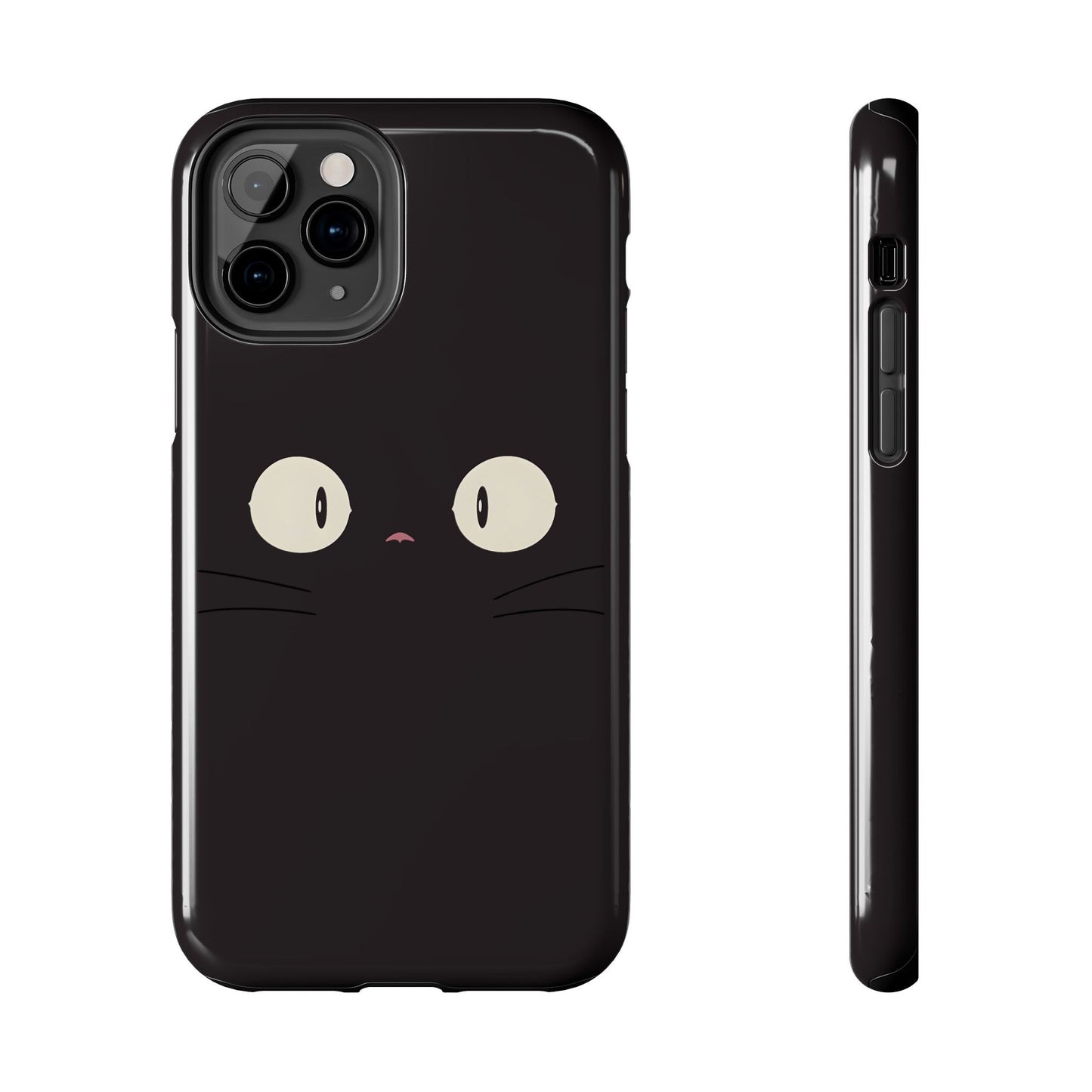 Adorable Black Cat Face and Eyes Minimal Tough Phone Case | Animals