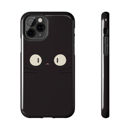 Adorable Black Cat Face and Eyes Minimal Tough Phone Case | Animals