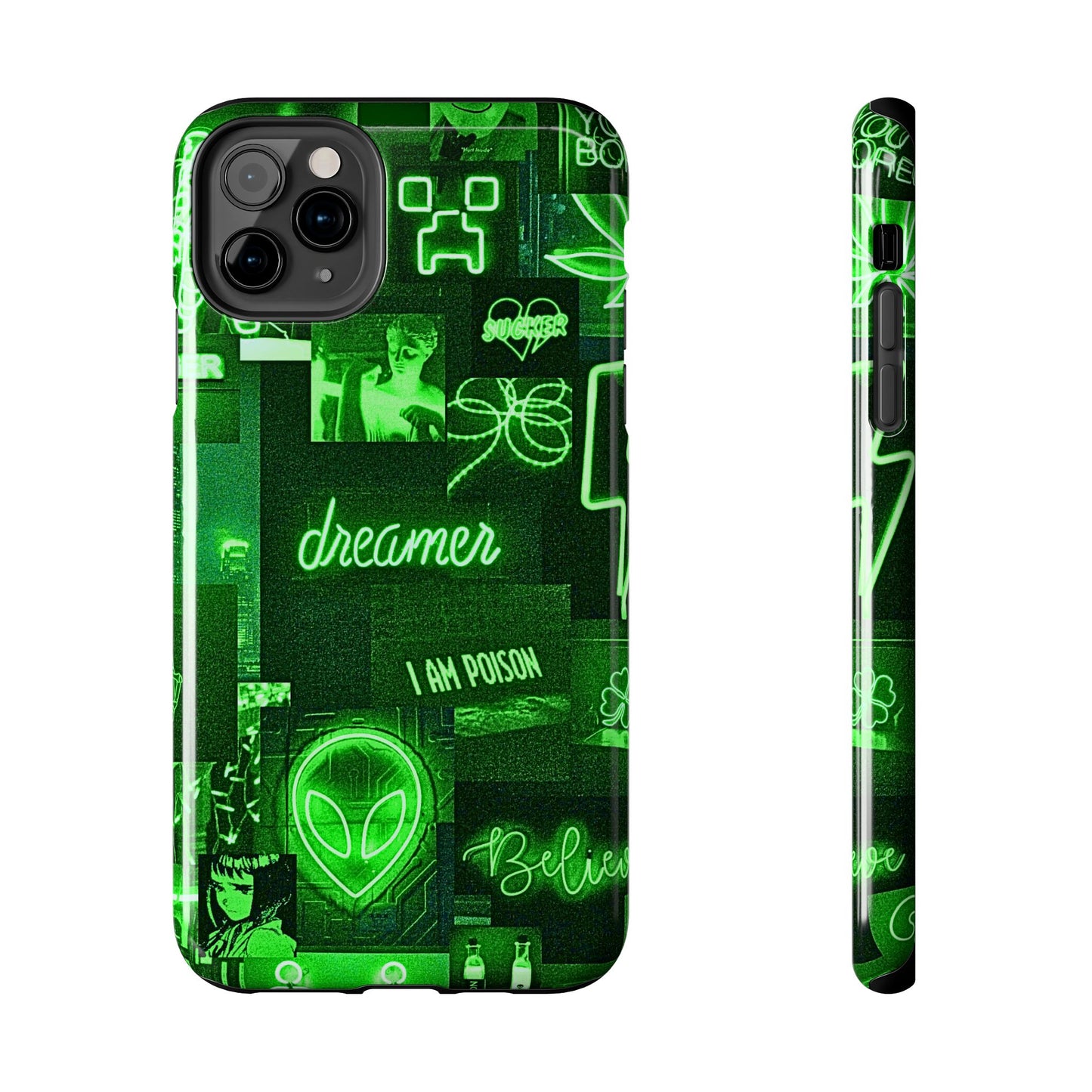 Green Neon Style Tough Phone Case | Aesthetic