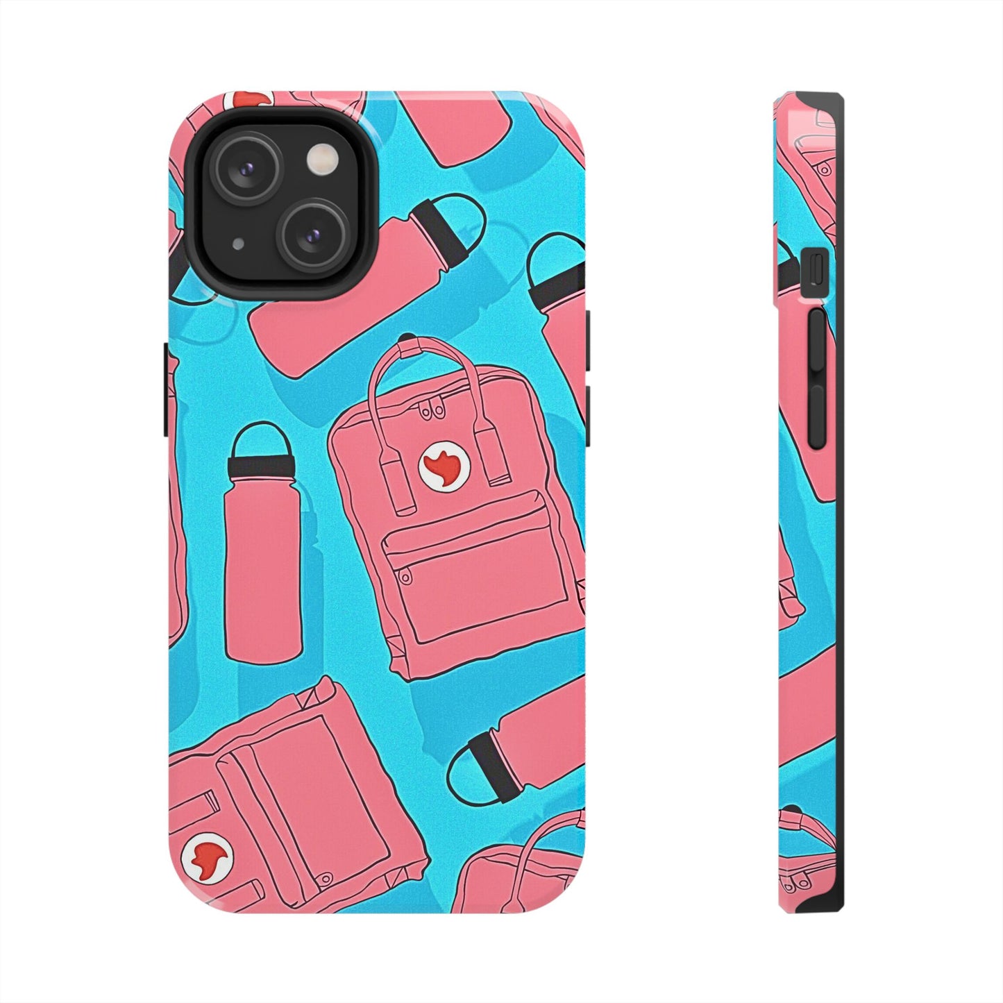 VSCO Kanken Backpack Water Bottle Pink & Blue Tough Phone Case | Aesthetic