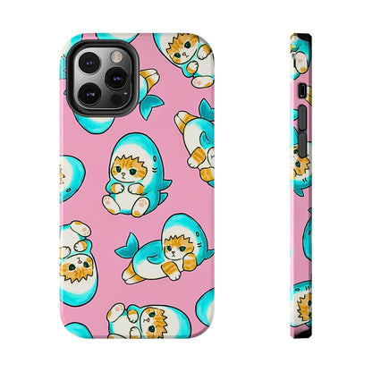 Pink Cute Shark Cats Pattern Tough Phone Case | Animals