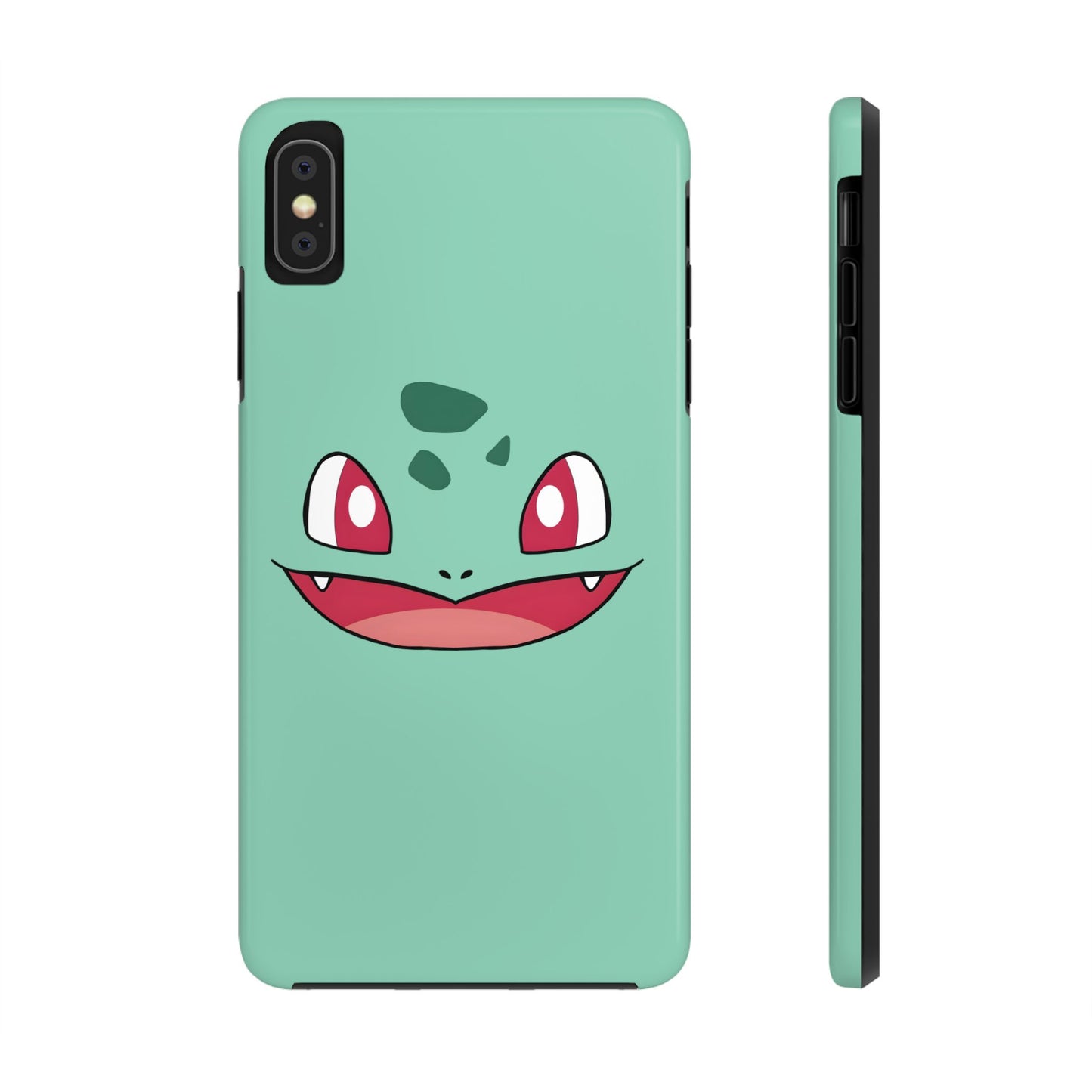 Green Leaf Dino Smile Red Eyes Cute Creature Tough Phone Case | Anime