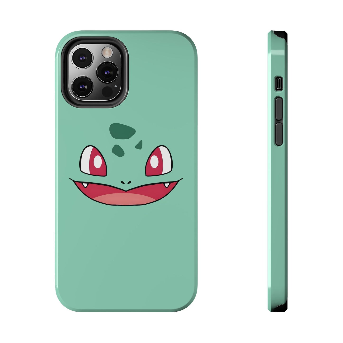 Green Leaf Dino Smile Red Eyes Cute Creature Tough Phone Case | Anime