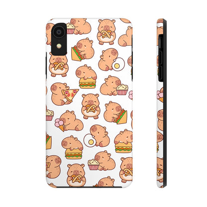 Cute Capybara Eating Pizza Ice Cream & Snacks Cartoon Food Tough Phone Case | Animals