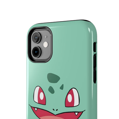 Green Leaf Dino Smile Red Eyes Cute Creature Tough Phone Case | Anime