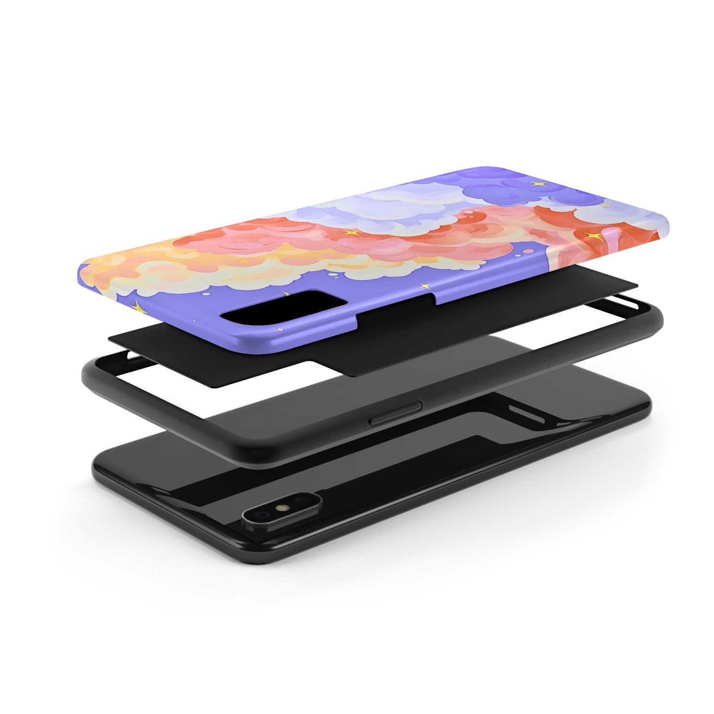 Funda resistente para teléfono con diseño de nubes de colores de ensueño | Estética