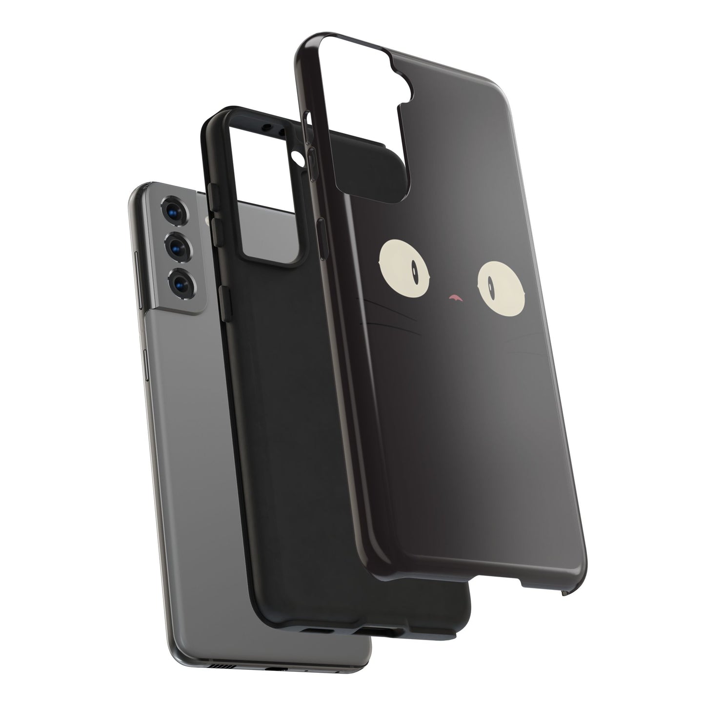 Adorable Black Cat Face and Eyes Minimal Tough Phone Case | Animals
