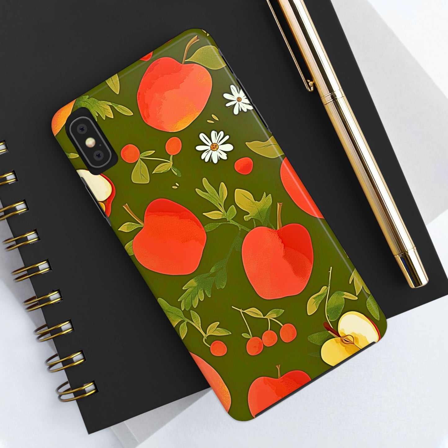 Funda/Cubierta resistente para teléfono con diseño de manzanas y bayas | Estética