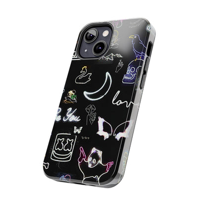 Funda resistente para teléfono estilo neón blanco | Estética