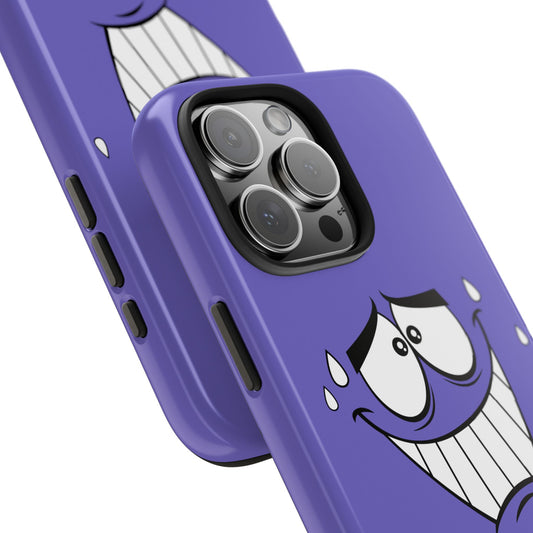 Awkward Nervous Cartoon Face Purple Background Tough Phone Case | Funny