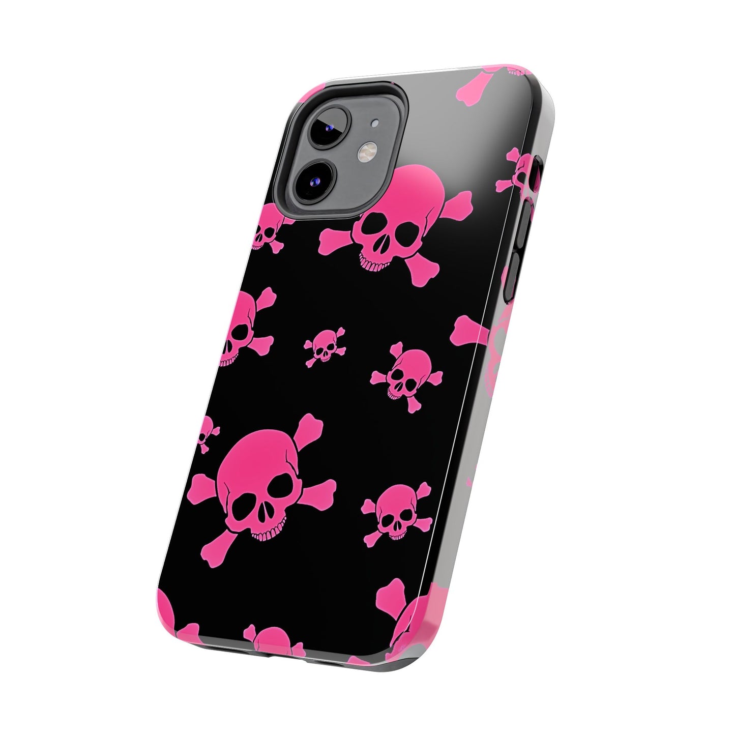 Funda resistente para teléfono estilo emo con calavera rosa | Estética