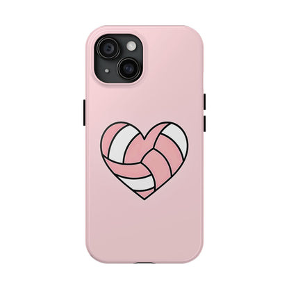 Pink Volleyball Heart Tough Phone Case | Aesthetic