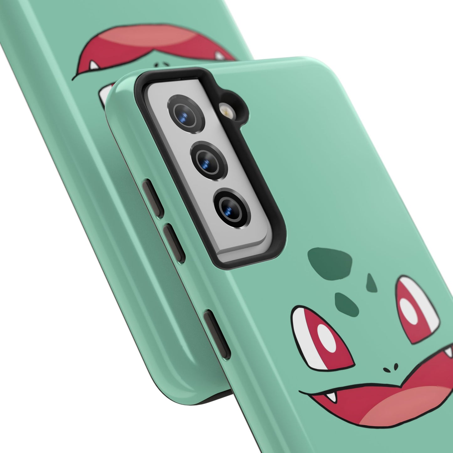 Green Leaf Dino Smile Red Eyes Cute Creature Tough Phone Case | Anime