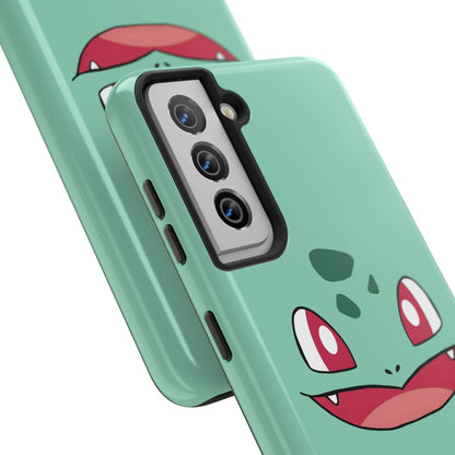 Green Leaf Dino Smile Red Eyes Cute Creature Tough Phone Case | Anime