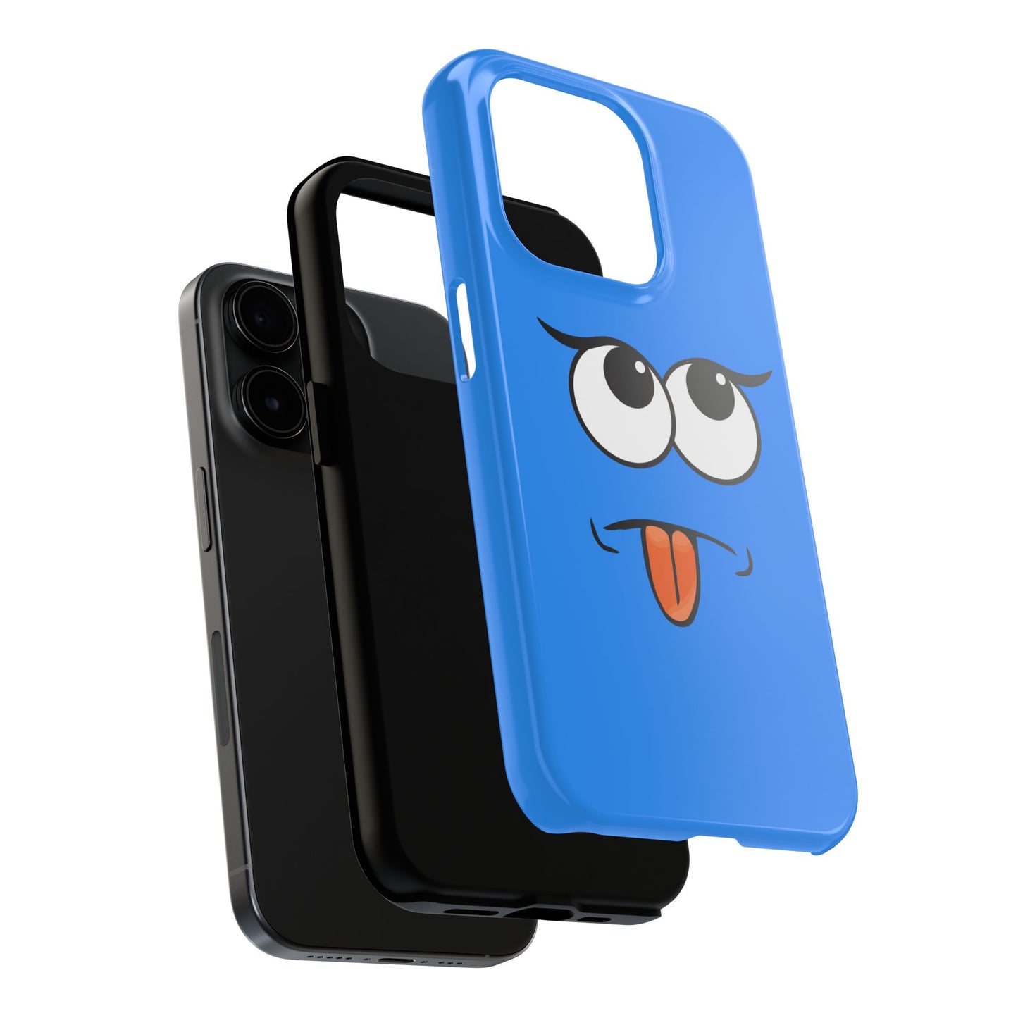 Silly Tongue Out Cartoon Face Blue Background Tough Phone Case | Funny