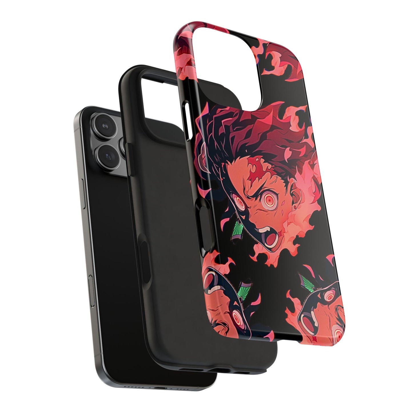 Tanjiro Kamado Flamed Style Black Tough Phone Case | Anime - Demon Slayer