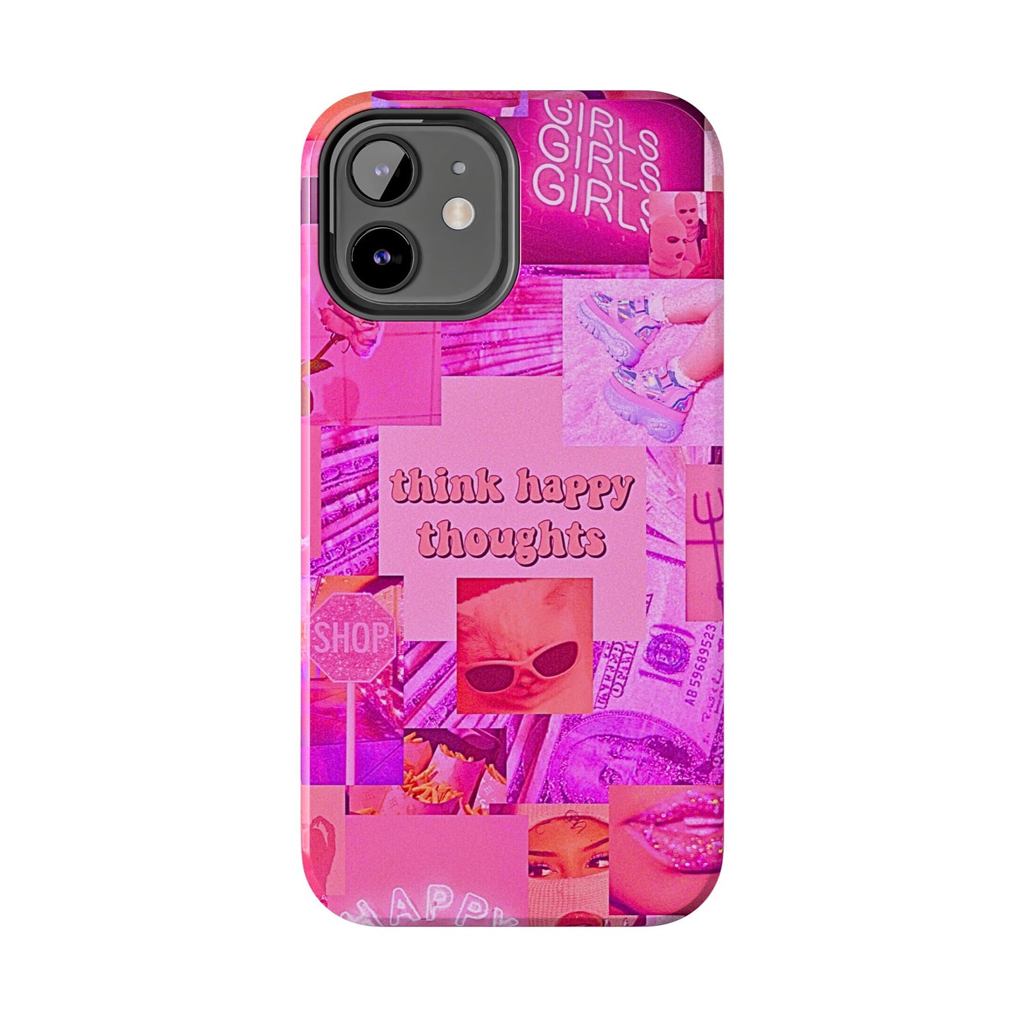 Think Happy Thoughts Pink Tough Phone Case | Aesthetic