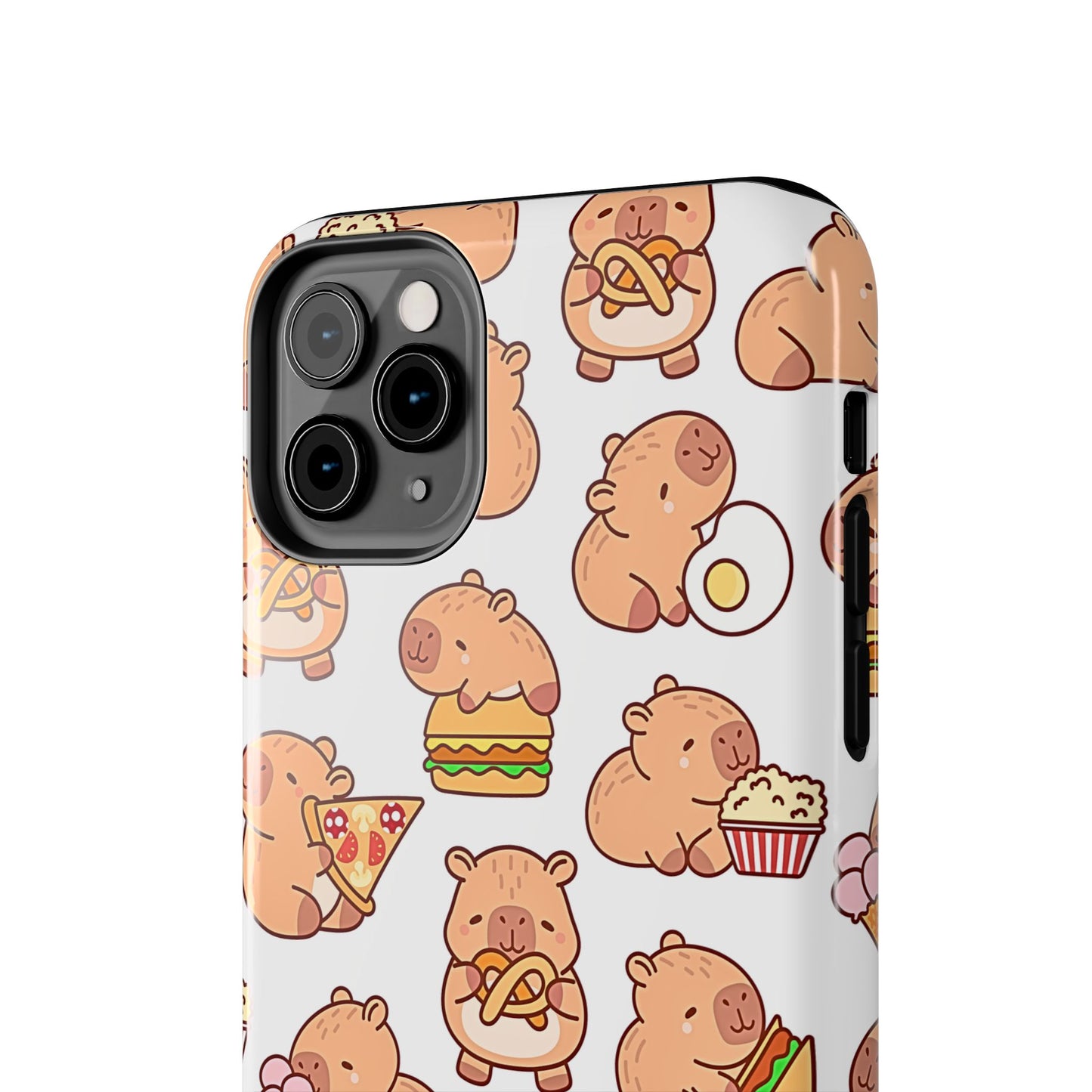 Cute Capybara Eating Pizza Ice Cream & Snacks Cartoon Food Tough Phone Case | Animals